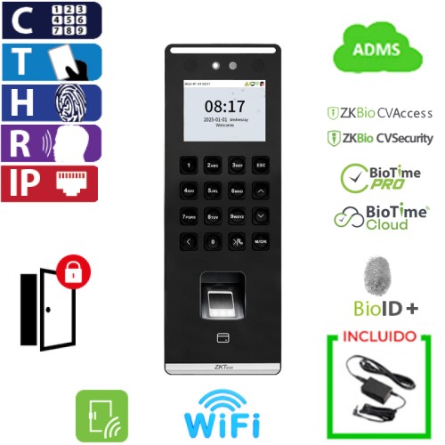                                                                                                           Terminal de Control de Acceso y Control de Tiempo y Asistencia con Wifi ZKteco (SenseFace M2F-UD)